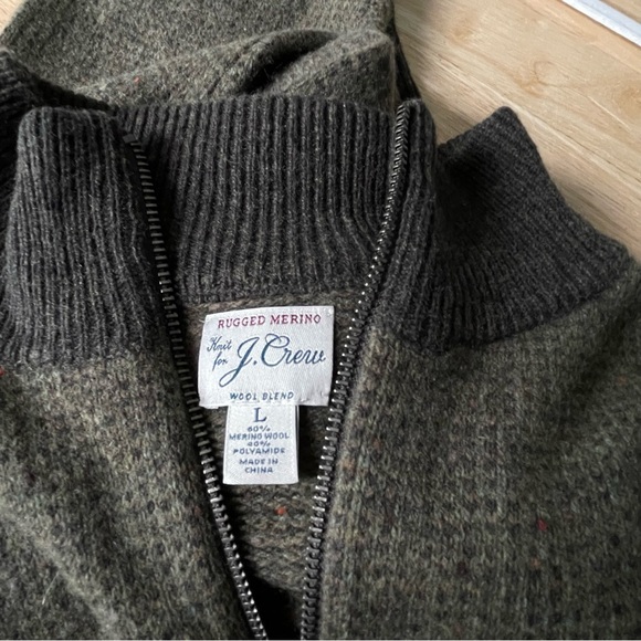 J. Crew Rugged Merino 1/4 Zip Black Gray Knit Pullover Sweater 47042 - Picture 13 of 15